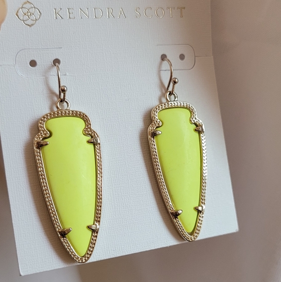 Rare Neon Yellow Kendra Scott Sky Earrings in gold - Picture 9 of 16